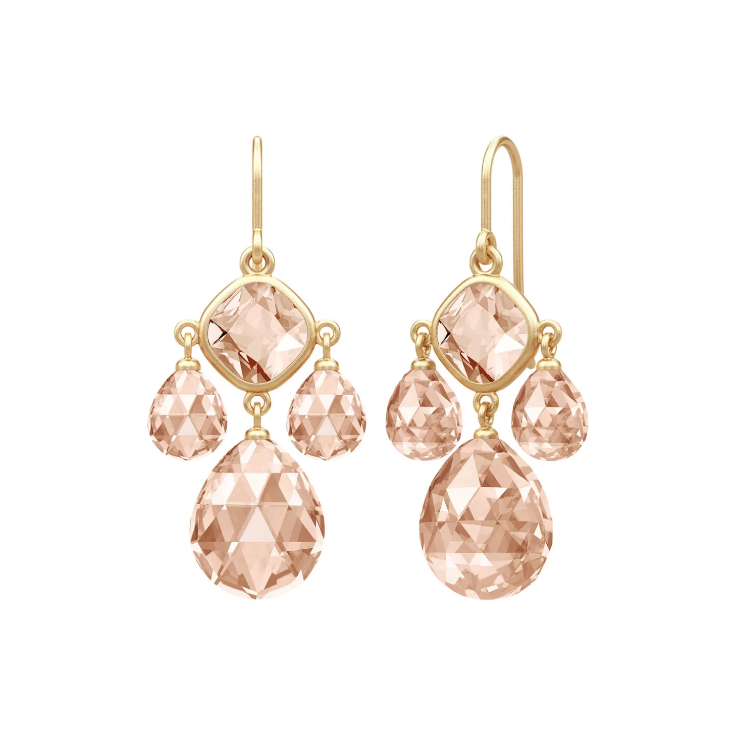 Olivia Chandelier Øreringe, peach morganite