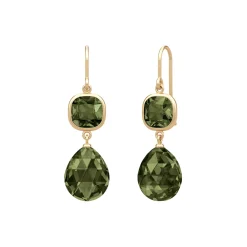 Olivia Earrings, gold/olive green