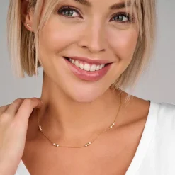 OPHELIA HALSKÆDE, guld/diamanter/ferskvandsperler