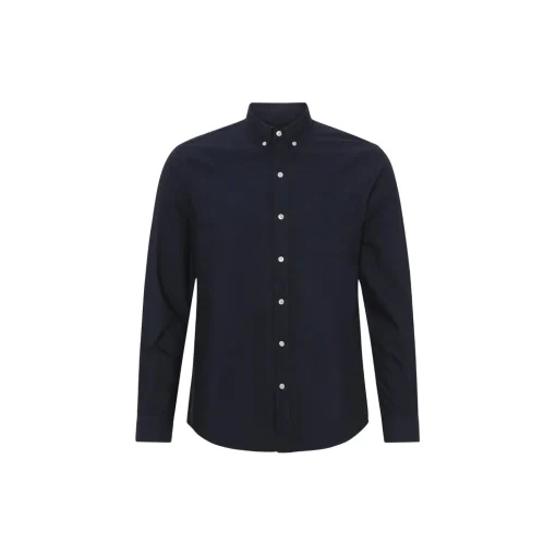 Organic Button Down Shirt, navy blue