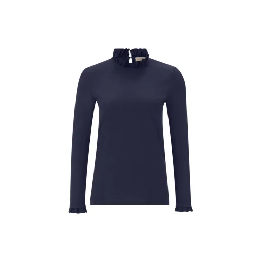 Organic Slub Frill Longsleeve, deep blue