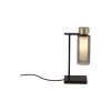 OSMAN bordlampe, mat sort/børstet messing/røget glas