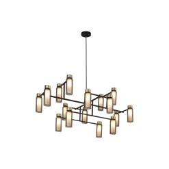 OSMAN lysekrone, mat sort/børstet messing/røget glas