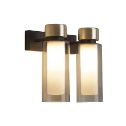 OSMAN væglampe, mat sort/børstet messing/røget glas