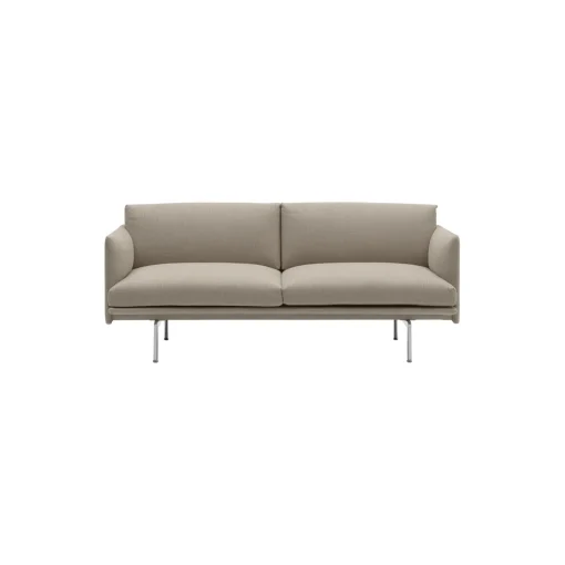 Outline Sofa 2-seater, ecriture/polished aluminum
