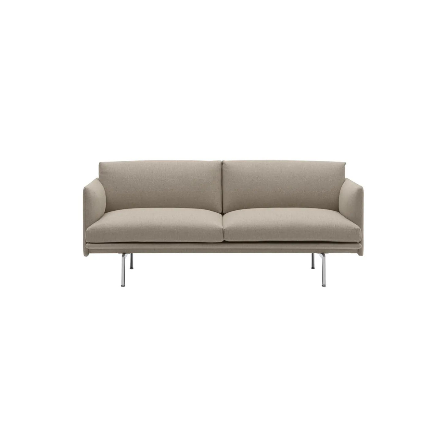 Outline Sofa 2-seater, ecriture/polished aluminum