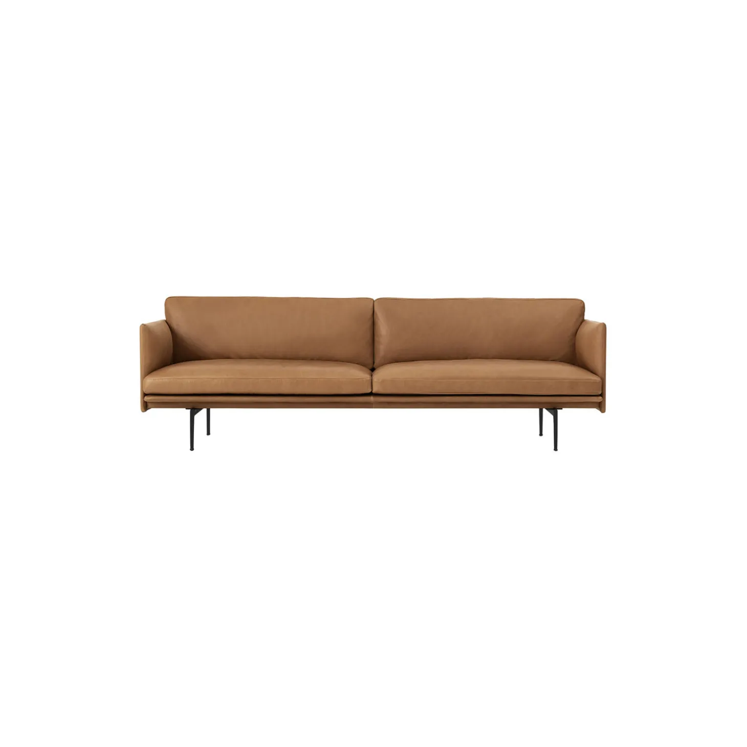 Outline Sofa 3-seater, refine leather cognac/black