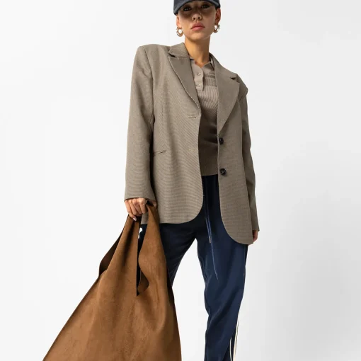 Oversized check blazer, brown check