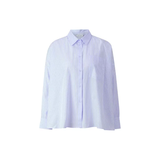 Oversized Striped Blouse, skyway blue
