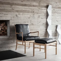 OW149F Colonial skammel, hvidolieret eg/sort