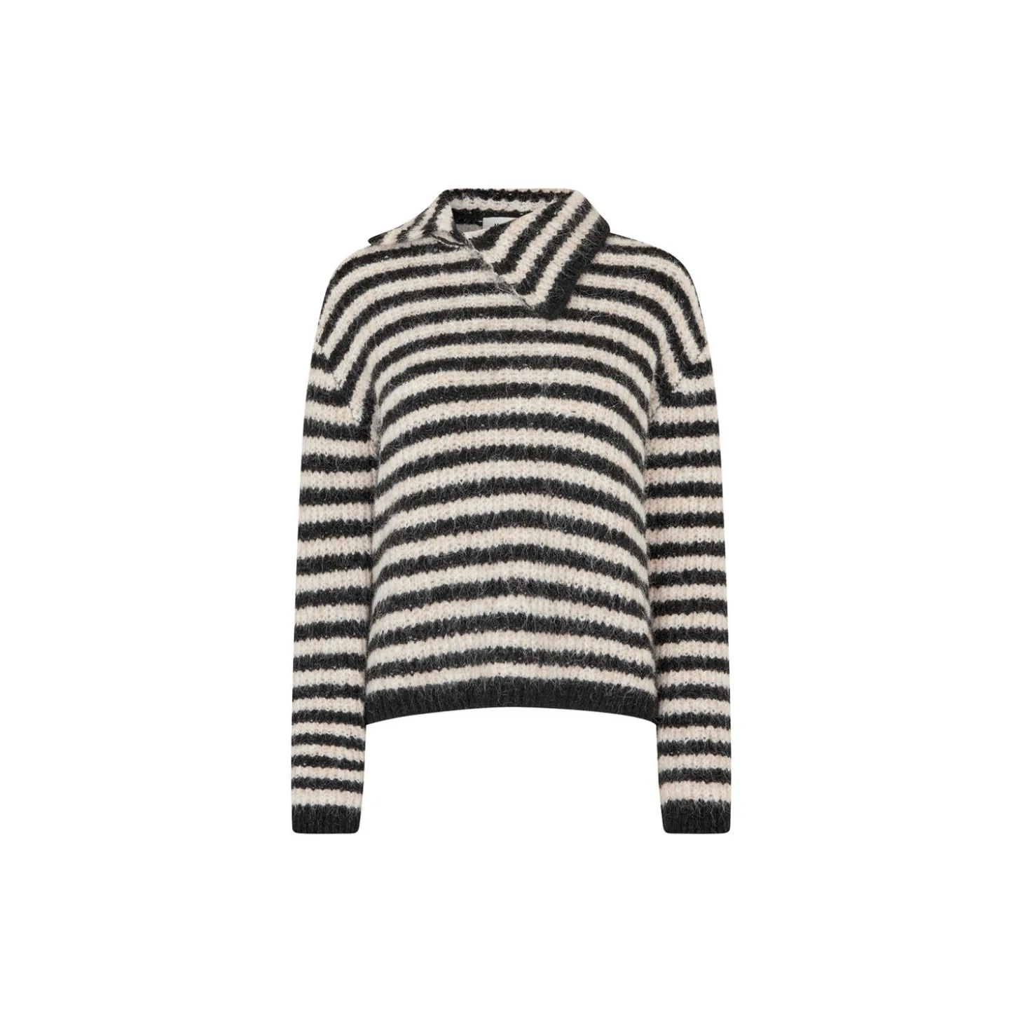 Packermd rollneck, black beige stripe
