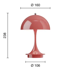 Panthella 160 Portable bordlampe, opaque coral