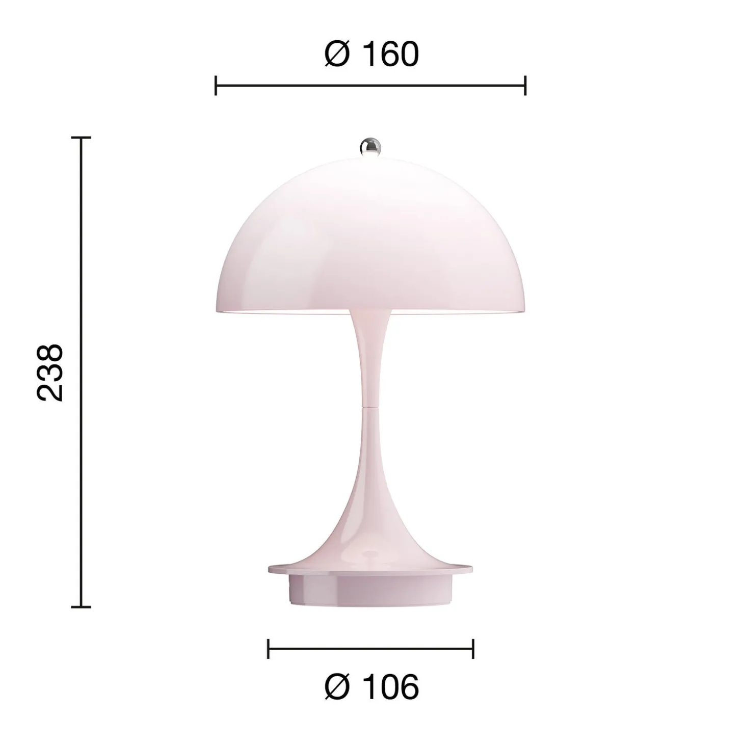 Panthella 160 Portable bordlampe, opal pale rose