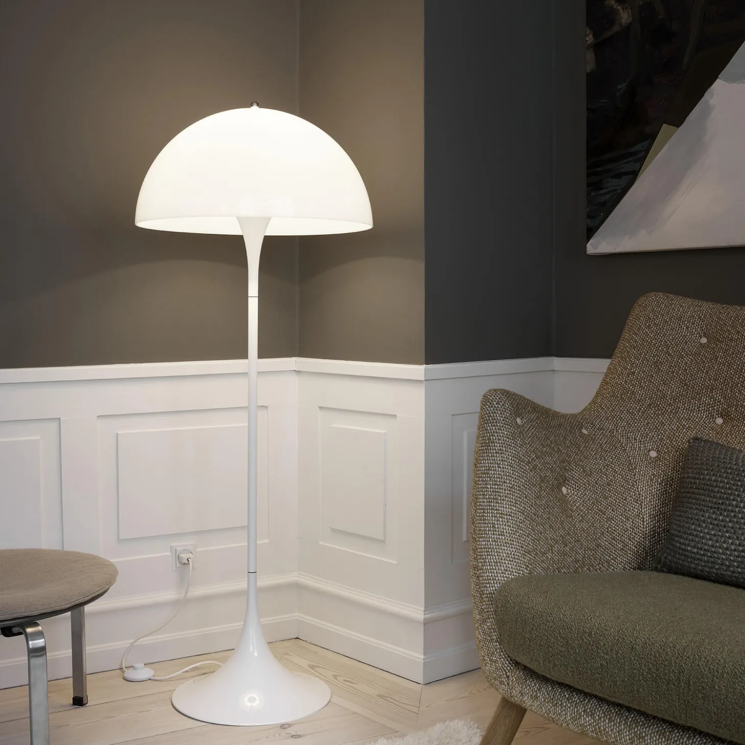 Panthella gulvlampe, hvid