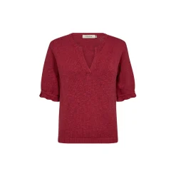 PD-Marianne Split V-neck Knit, red ribbon