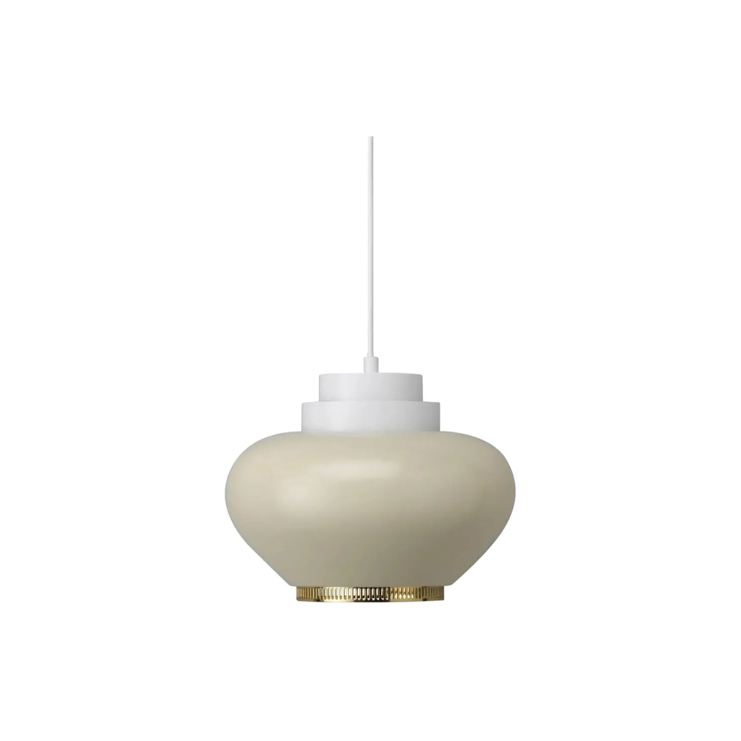 Pendant Light A333 “Turnip“, white/linen/brass-plated
