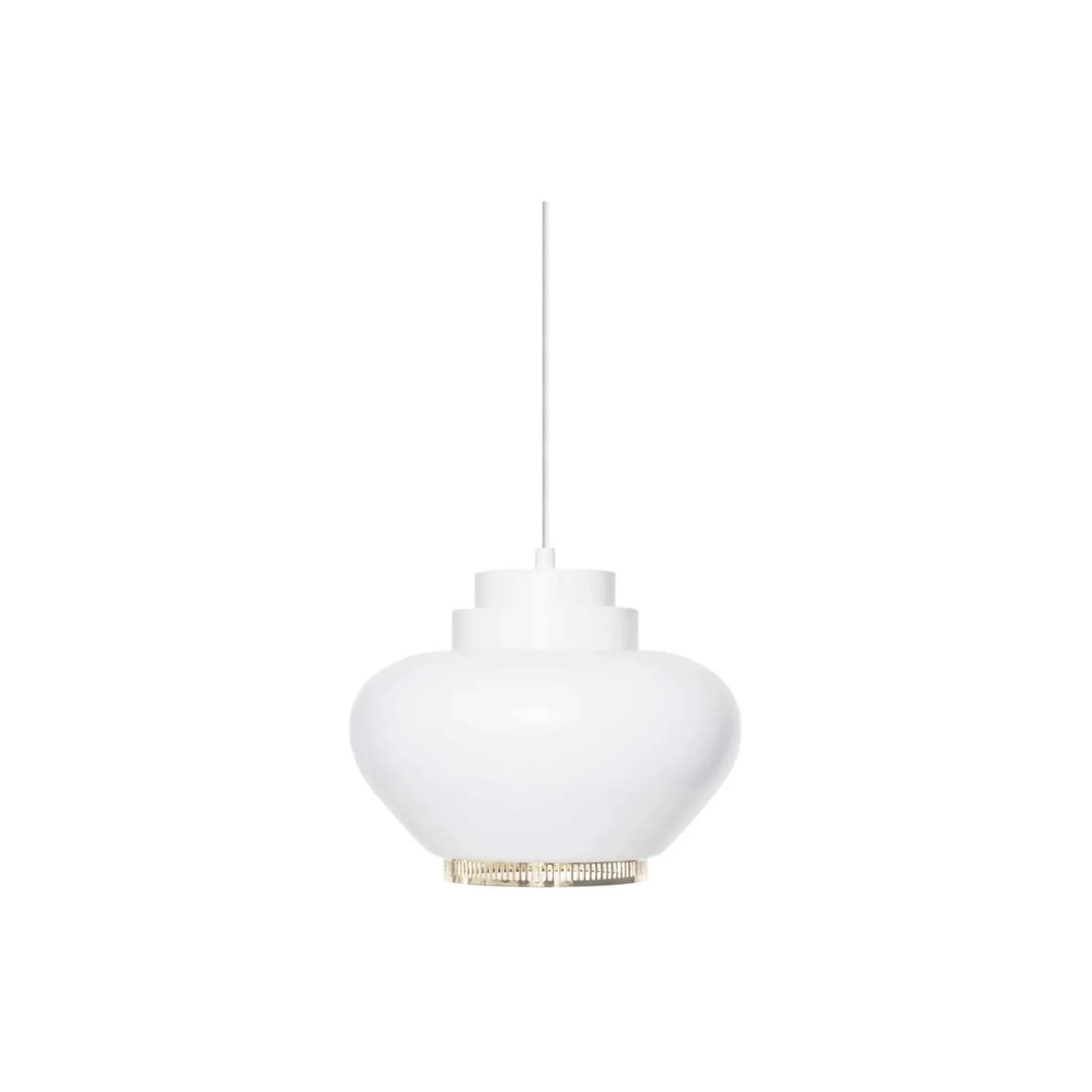 Pendant Light A333 “Turnip“, white/brass-plated