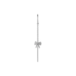 Petit Bow Double Chain Earring Single, silver