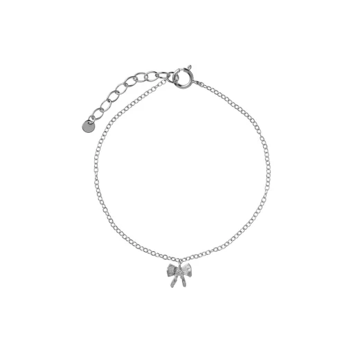 Petit Bow with Stone Bracelet , silver