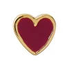 Petit Love Heart Burgundy Enamel Single, gold