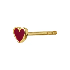 Petit Love Heart Burgundy Enamel Single, gold