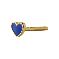 Petit Love Heart Cobalt Blue Enamel Single, gold