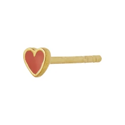 Petit Love Heart Coral Enamel Single, gold