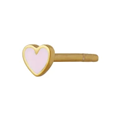 Petit Love Heart Light Pink Enamel Single, gold