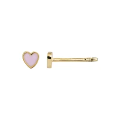 Petit Love Heart Light Pink Enamel Single, gold