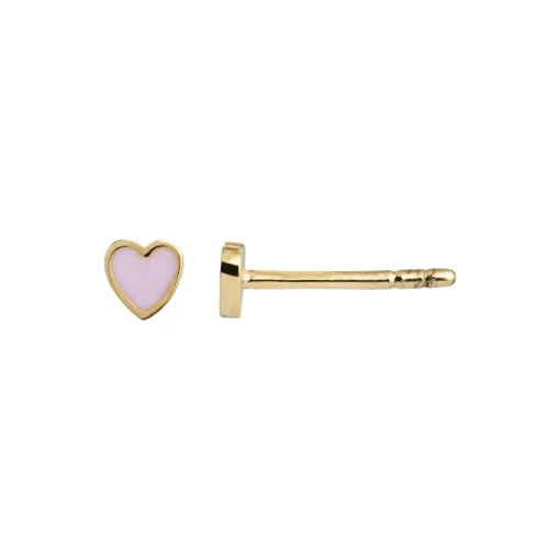 Petit Love Heart Light Pink Enamel Single, gold