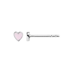 Petit Love Heart Light Pink Enamel Single, silver