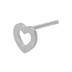 Petit Open Love Heart Earring Single, silver