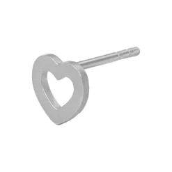 Petit Open Love Heart Earring Single, silver