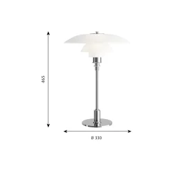PH 3½-2½ glas bordlampe, krom
