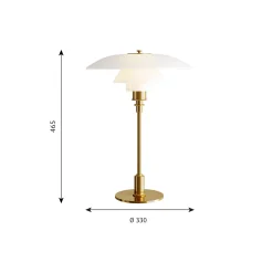 PH 3½-2½ glas bordlampe, messing