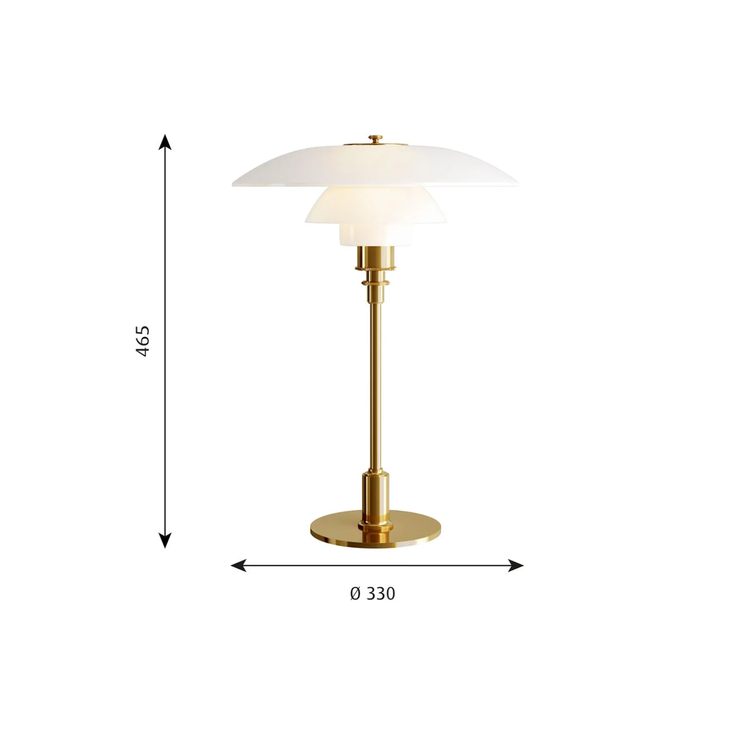 PH 3½-2½ glas bordlampe, messing