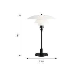PH 3½-2½ glas bordlampe, sort