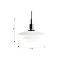 PH 3½-3 glas pendel, krom