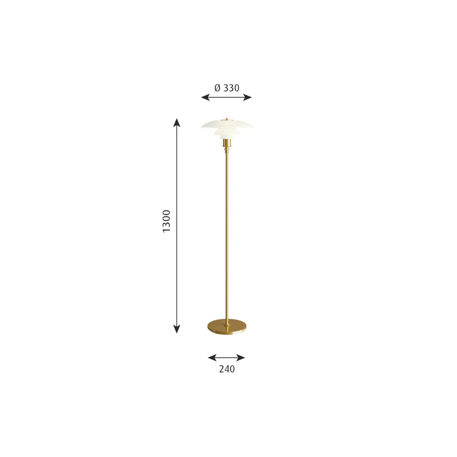 PH 3½-2½ gulvlampe, messing