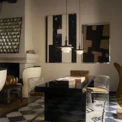 PH 3/3 pendel, aged brass/opal glass