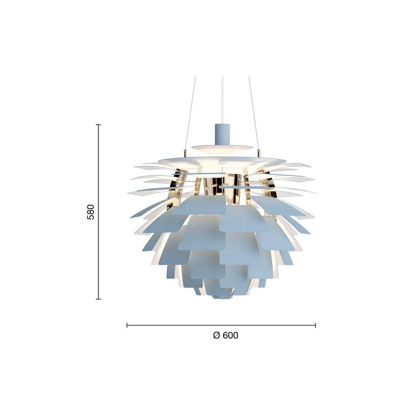 PH Artichoke, dusty blue/brass metallised