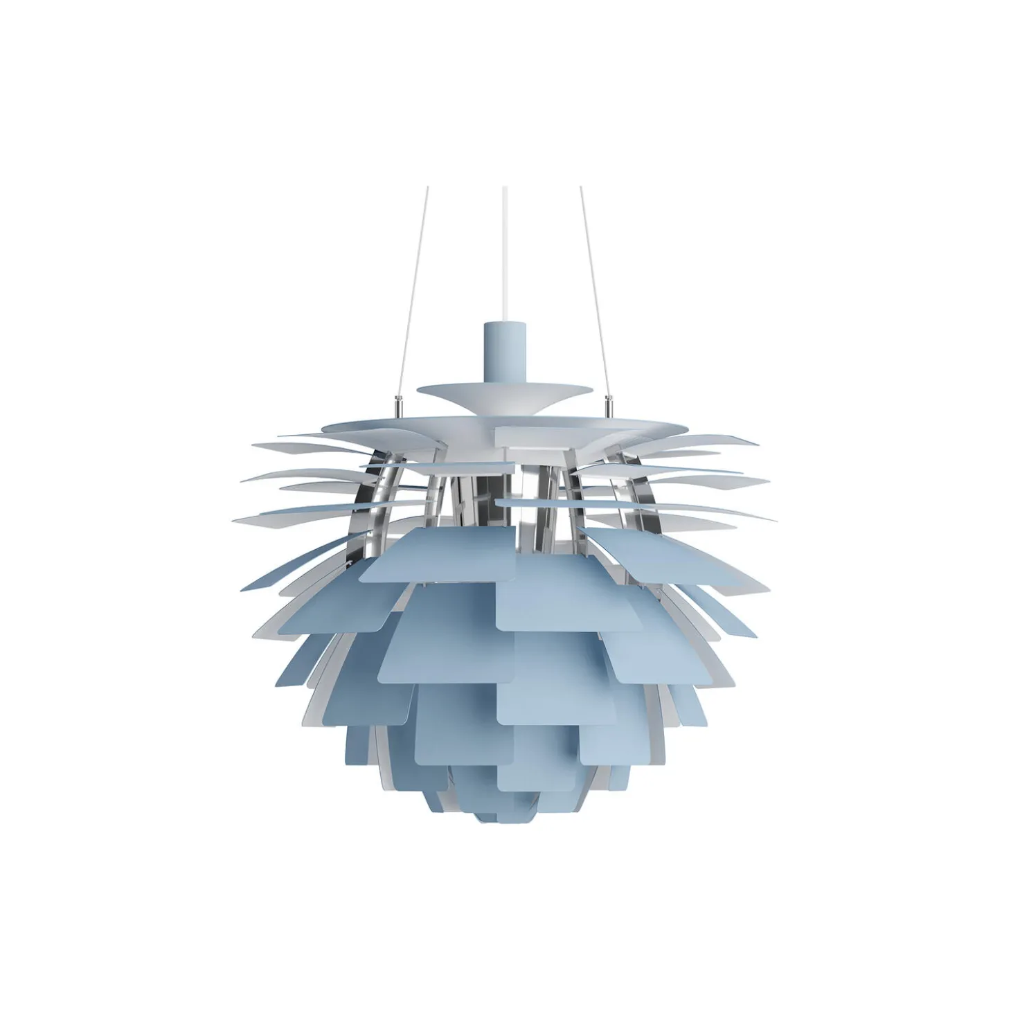 PH Artichoke, dusty blue/high lustre chrome plated