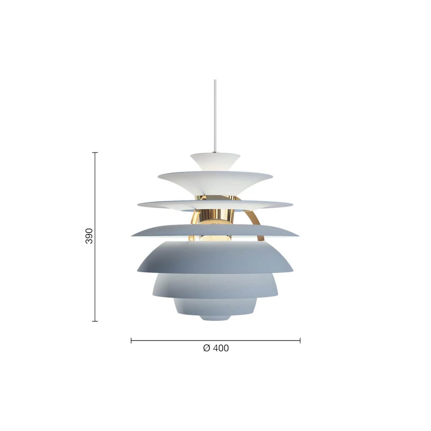 PH Snowball, dusty blue/brass metallised