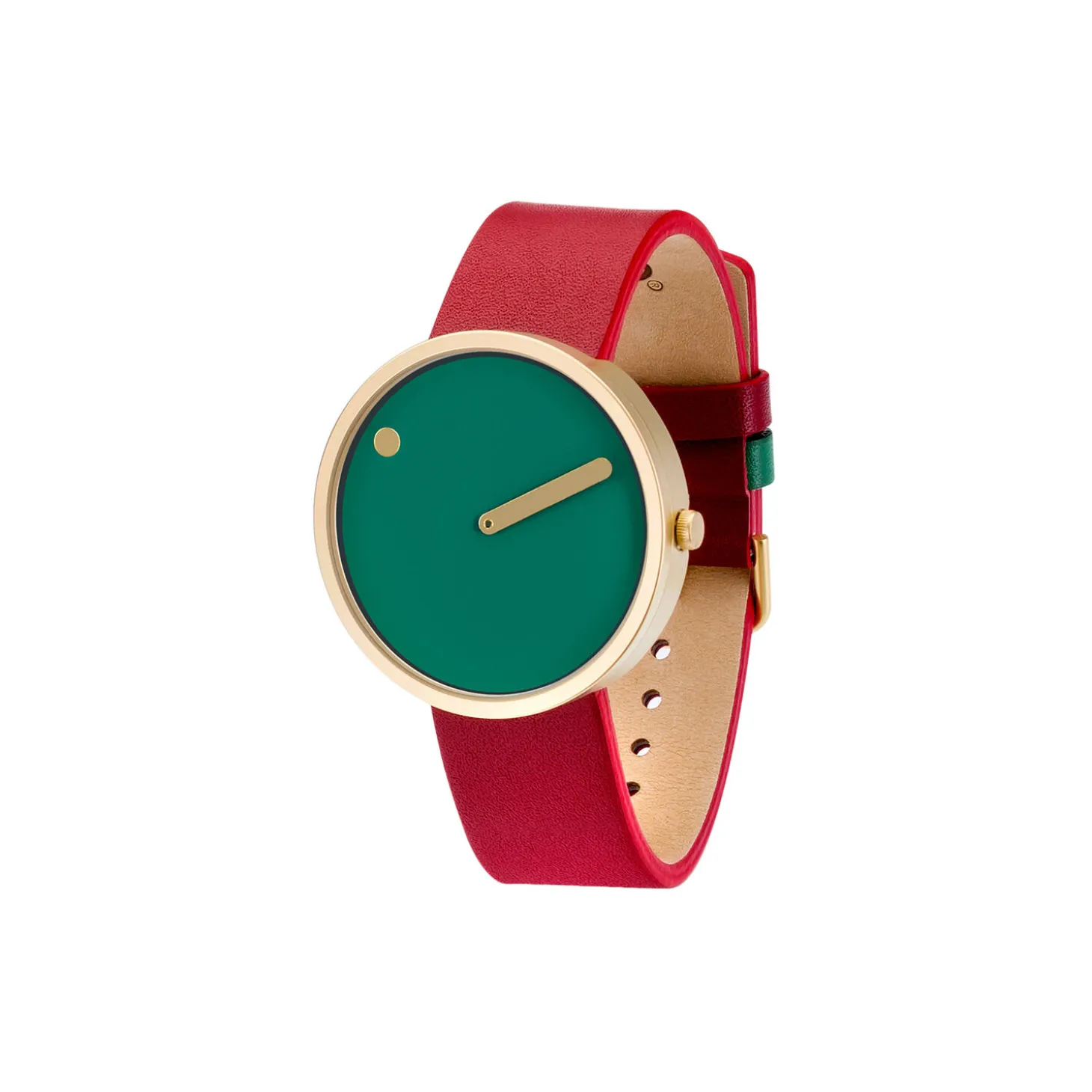 PICTO armbåndsur, dusty green/matt gold/ruby red