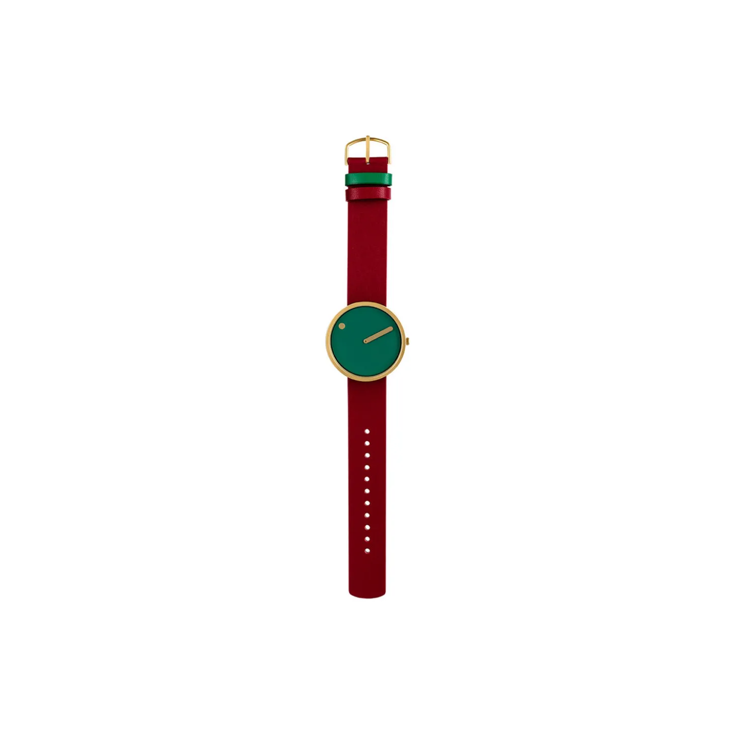 PICTO armbåndsur, dusty green/matt gold/ruby red