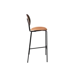 PIET HEIN Bar Chair, oiled walnut/Silk Cognac