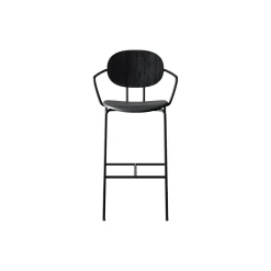 PIET HEIN Bar Chair with Arms, black lacquered oak/Solid Black 509