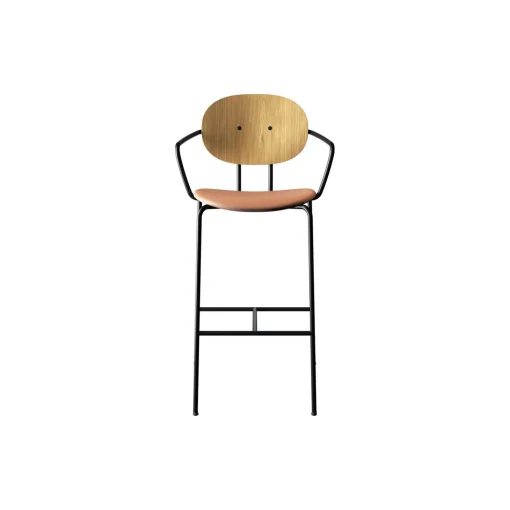 PIET HEIN Bar Chair with Arms, olieret eg/Silk Cognac