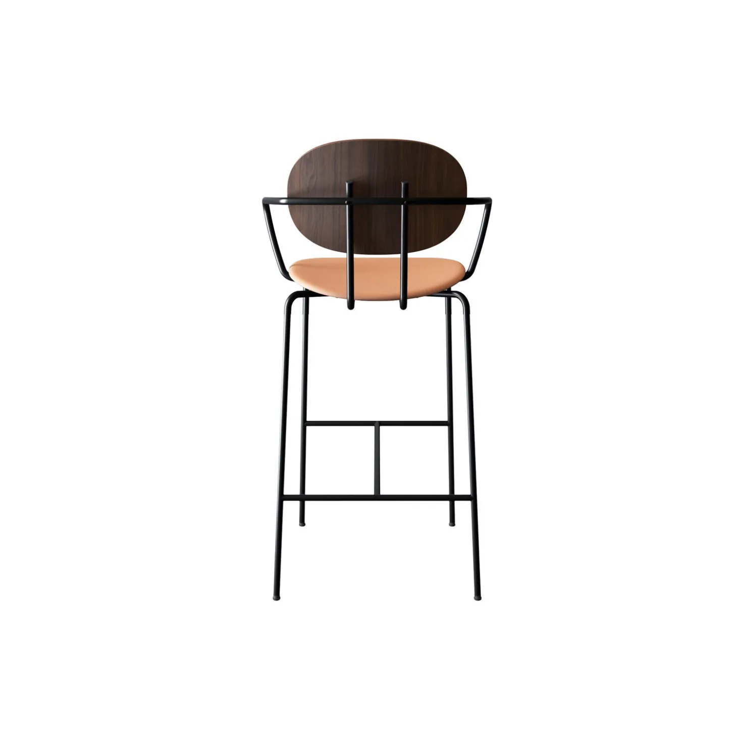 PIET HEIN Bar Chair with Arms, oiled walnut/Silk Cognac