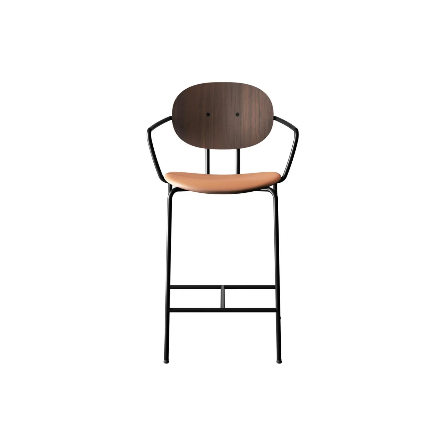 PIET HEIN Counter Chair with Arms, oiled walnut/Silk Cognac
